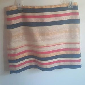 J Crew Preppy Gold with Stripes Skirt size 2